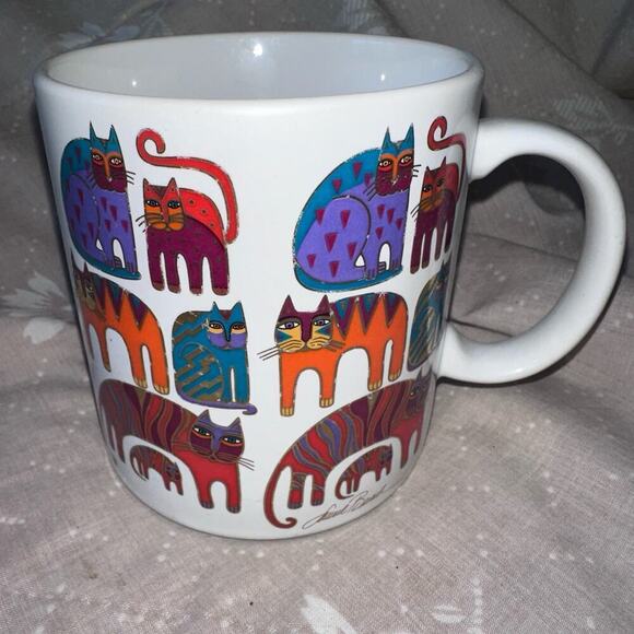 Vintage Laurel Burch Fantastic Felines 1988 Cat Coffee Mug Tea Cup Japan Retro - Picture 3 of 6